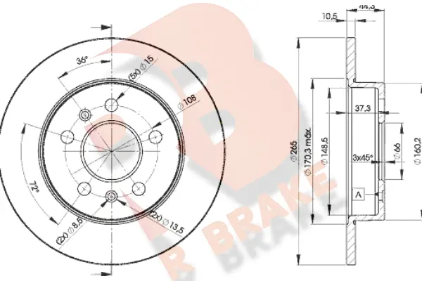 Disque de frein R BRAKE 78RBD24296