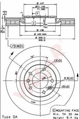 Disque de frein VILLAR 628.1147