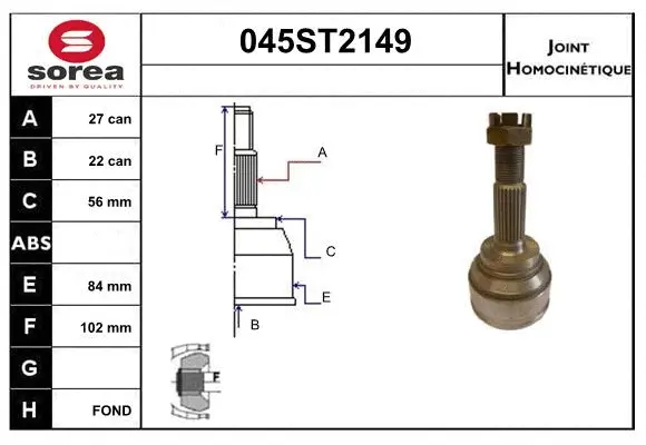 Jeu de joints, arbre de transmission STARTCAR 045ST2149