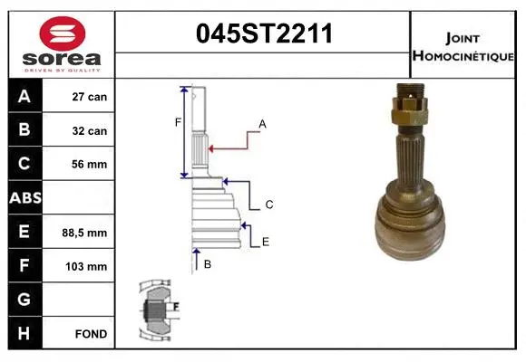 Jeu de joints, arbre de transmission STARTCAR 045ST2211