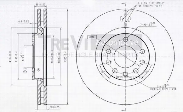 Disque de frein TREVI AUTOMOTIVE BD1181