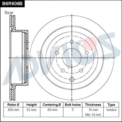 Disque de frein ADVICS B6R606B