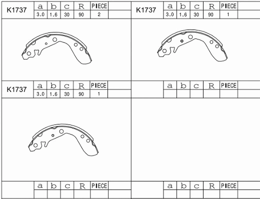 Jeu de mâchoires de frein ASIMCO K1737