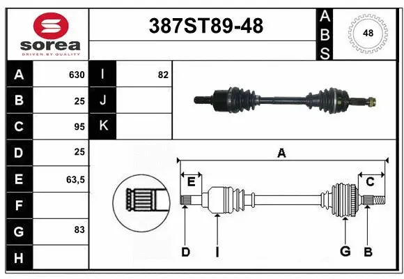 Arbre de transmission STARTCAR 387ST89-48