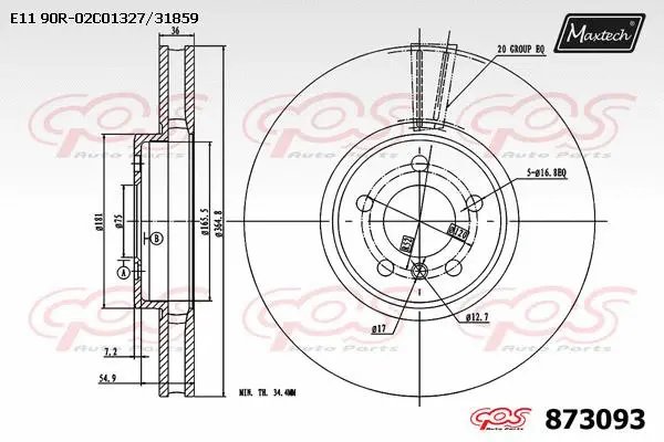 Disque de frein MAXTECH 873093