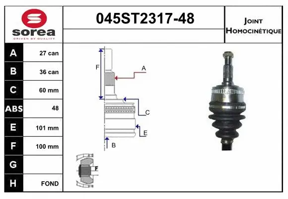 Jeu de joints, arbre de transmission STARTCAR 045ST2317-48