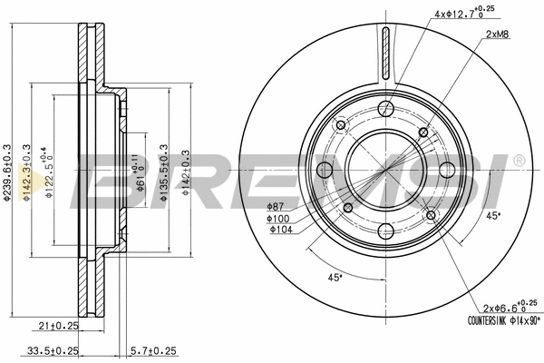 Disque de frein BREMSI CD7231V