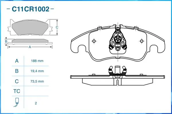 Kit de plaquettes de frein, frein à disque CWORKS C11CR1002