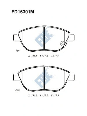 Kit de plaquettes de frein, frein à disque FBK FD16301M