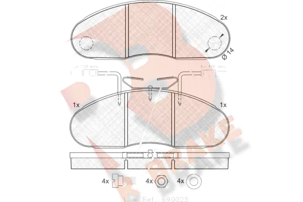Kit de plaquettes de frein, frein à disque R BRAKE RB0994