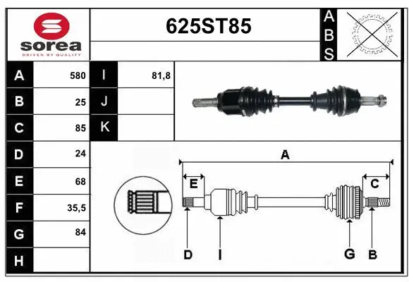 Arbre de transmission STARTCAR 625ST85