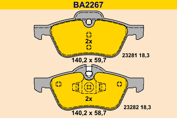 Kit de plaquettes de frein, frein à disque BARUM BA2267