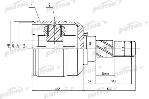 Jeu de joints, arbre de transmission PATRON PCV1546