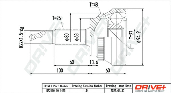 Jeu de joints, arbre de transmission Dr!ve+ DP2110.10.1465