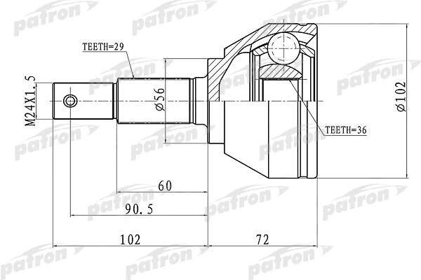 Jeu de joints, arbre de transmission PATRON PCV1698