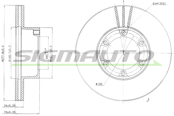 Disque de frein SIGMAUTO DBA172V