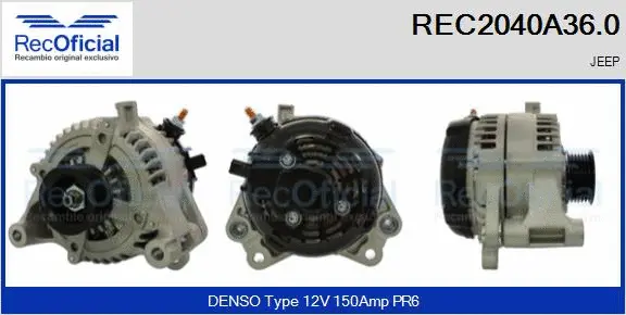 Alternateur RECOFICIAL REC2040A36.0