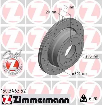 Disque de frein ZIMMERMANN 150.3463.52