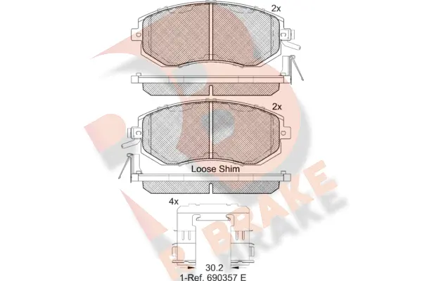 Kit de plaquettes de frein, frein à disque R BRAKE RB2199