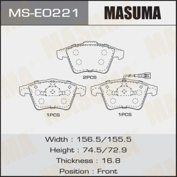 Jeu de mâchoires de frein MASUMA MS-E0221