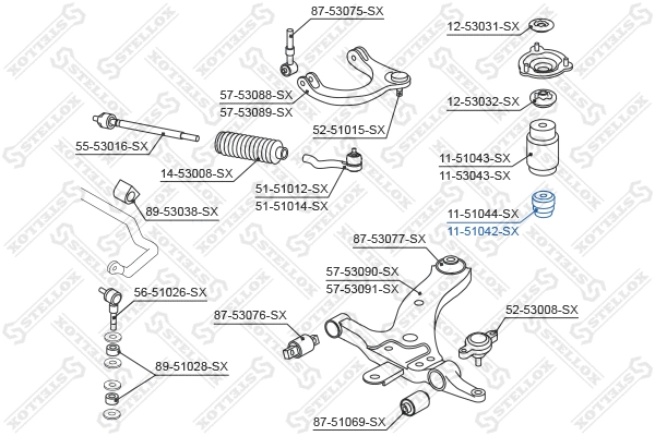 Butée élastique, suspension STELLOX 11-51042-SX