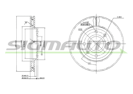 Disque de frein SIGMAUTO DBA214V