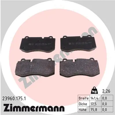 Kit de plaquettes de frein, frein à disque ZIMMERMANN 23960.175.1