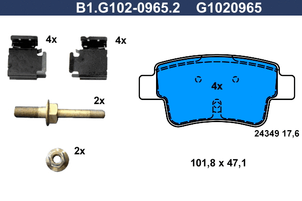Kit de plaquettes de frein, frein à disque GALFER B1.G102-0965.2