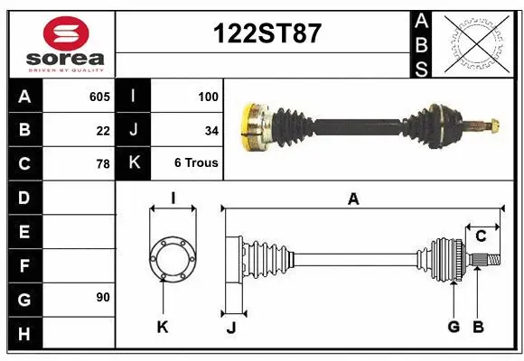 Arbre de transmission STARTCAR 122ST87