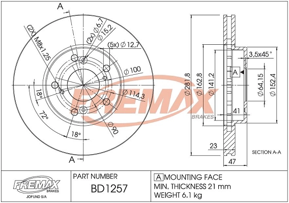 Disque de frein FREMAX BD-1257