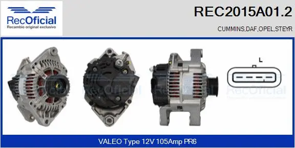 Alternateur RECOFICIAL REC2015A01.2