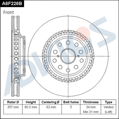 Disque de frein ADVICS A6F226B