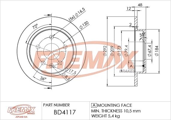 Disque de frein FREMAX BD-4117