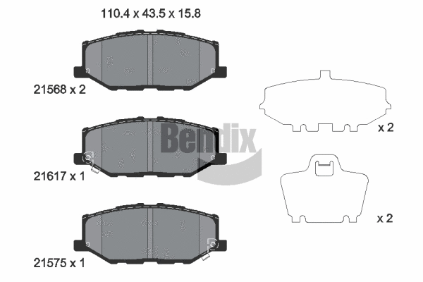 Kit de plaquettes de frein, frein à disque BENDIX Braking BPD2464