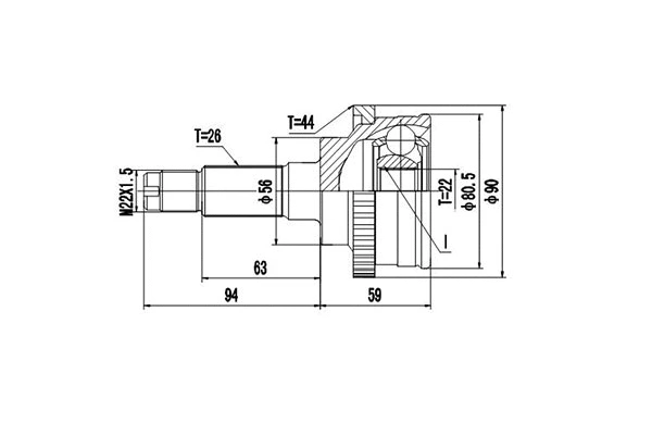 Jeu de joints, arbre de transmission DYNAMATRIX DCV834022