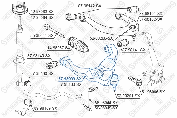 Bras de liaison, suspension de roue STELLOX 57-98099-SX