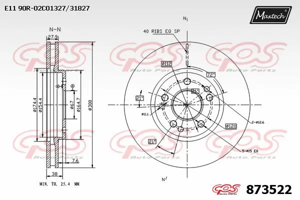 Disque de frein MAXTECH 873522