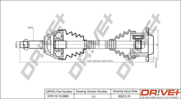 Arbre de transmission Dr!ve+ DP2110.10.0883