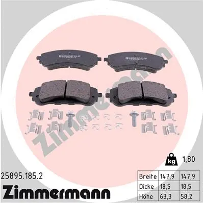 Kit de plaquettes de frein, frein à disque ZIMMERMANN 25895.185.2