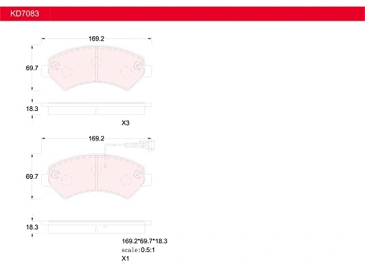 Kit de plaquettes de frein, frein à disque ASIMCO KD7083