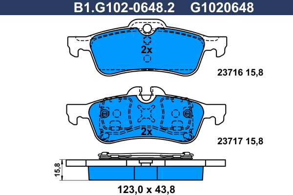 Kit de plaquettes de frein, frein à disque GALFER B1.G102-0648.2