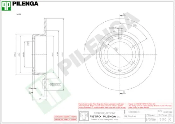 Disque de frein PILENGA 5170