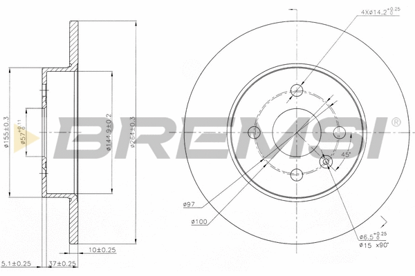 Disque de frein BREMSI CD7313S