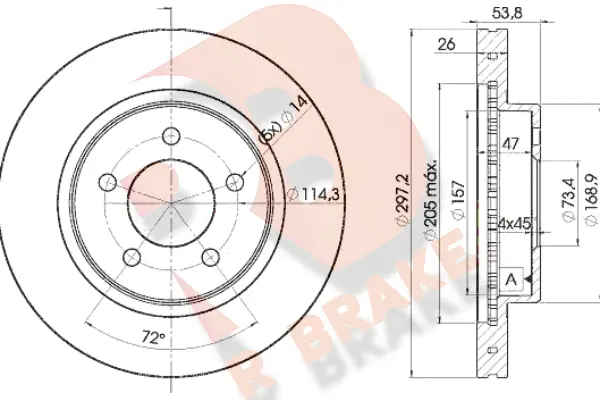 Disque de frein R BRAKE 78RBD25386