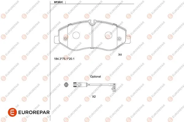 Kit de plaquettes de frein, frein à disque EUROREPAR 1681248280