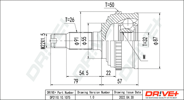 Jeu de joints, arbre de transmission Dr!ve+ DP2110.10.1075