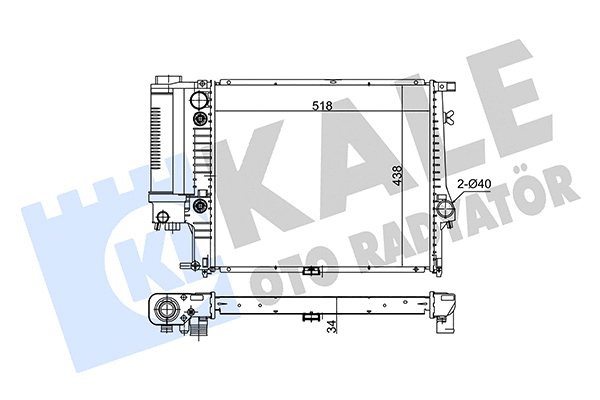 Radiateur, refroidissement du moteur KALE OTO RADYATÖR 348900
