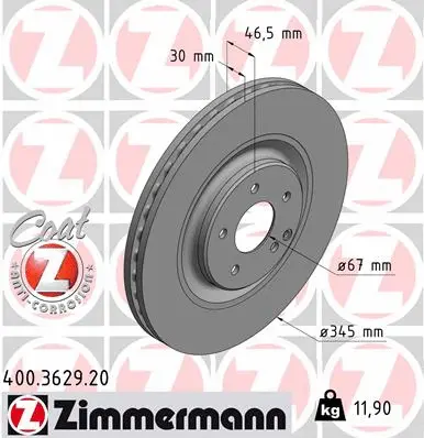 Disque de frein ZIMMERMANN 400.3629.20