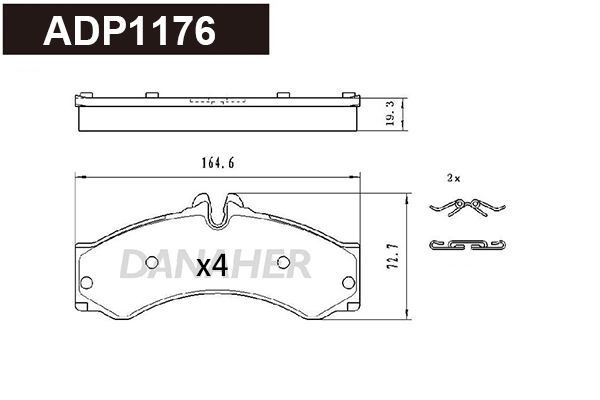 Kit de plaquettes de frein, frein à disque DANAHER ADP1176