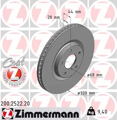 Disque de frein ZIMMERMANN 200.2522.20